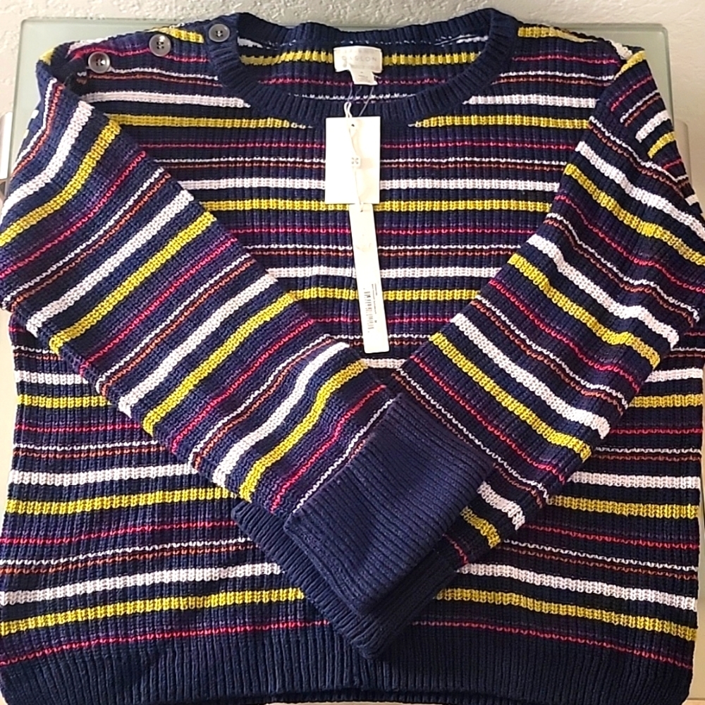 EUC C*A*S*L*O*N Chunky Cable striped sweater
